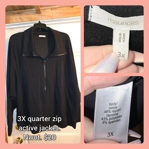 Maurices Black Utility Quarter Zip Jacket - 3X